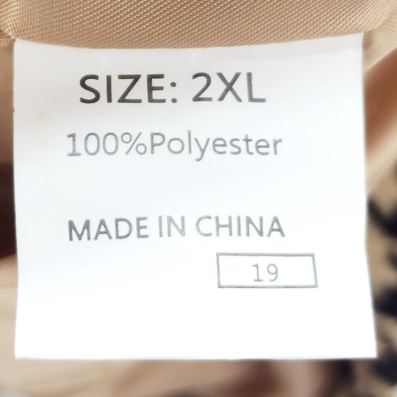 Houndstooth Button-Up Long Sleeve Coat Jacket 2XL Black & Beige - Picture 3 of 12